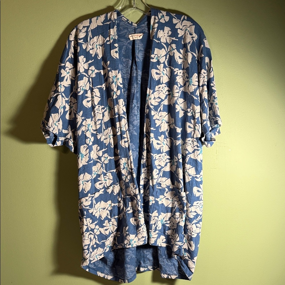 Floral Blue Kimono Cardigan